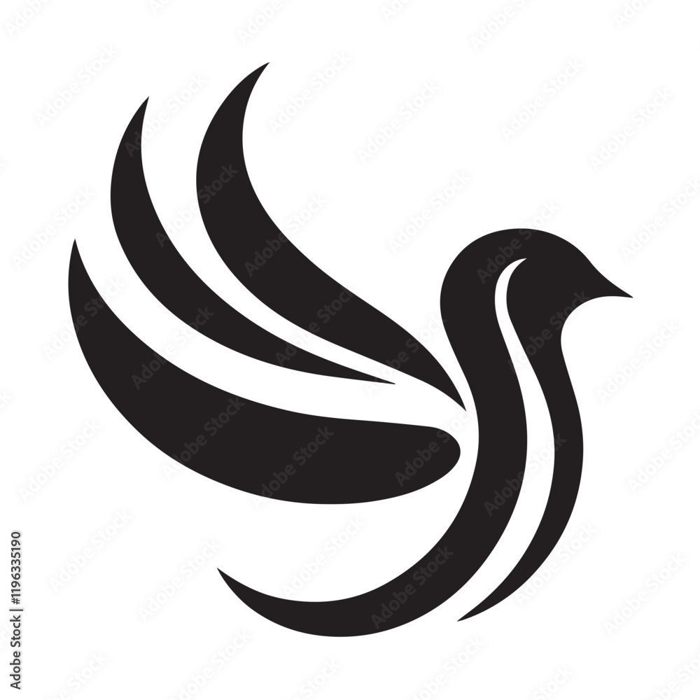 Naklejka premium Silhouette of a bird in flight, perfect for logo design or branding.