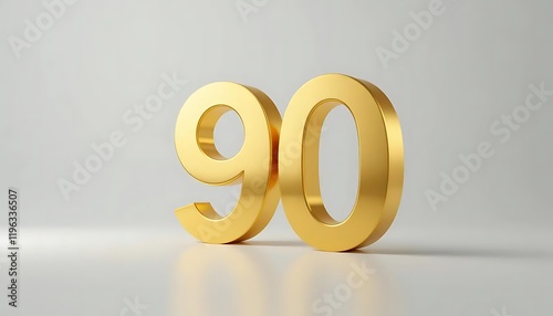 Golden Number Ninety 3D Render Simple Elegant Style photo