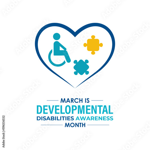 Developmental Disabilities awareness month is observed every year in March. increase awareness about the needs and potential of individuals with developmental disabilities. Banner poster background.