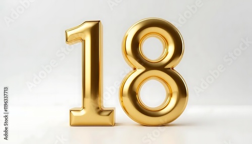 Golden Number Eighteen Shiny Balloons Festive Background
