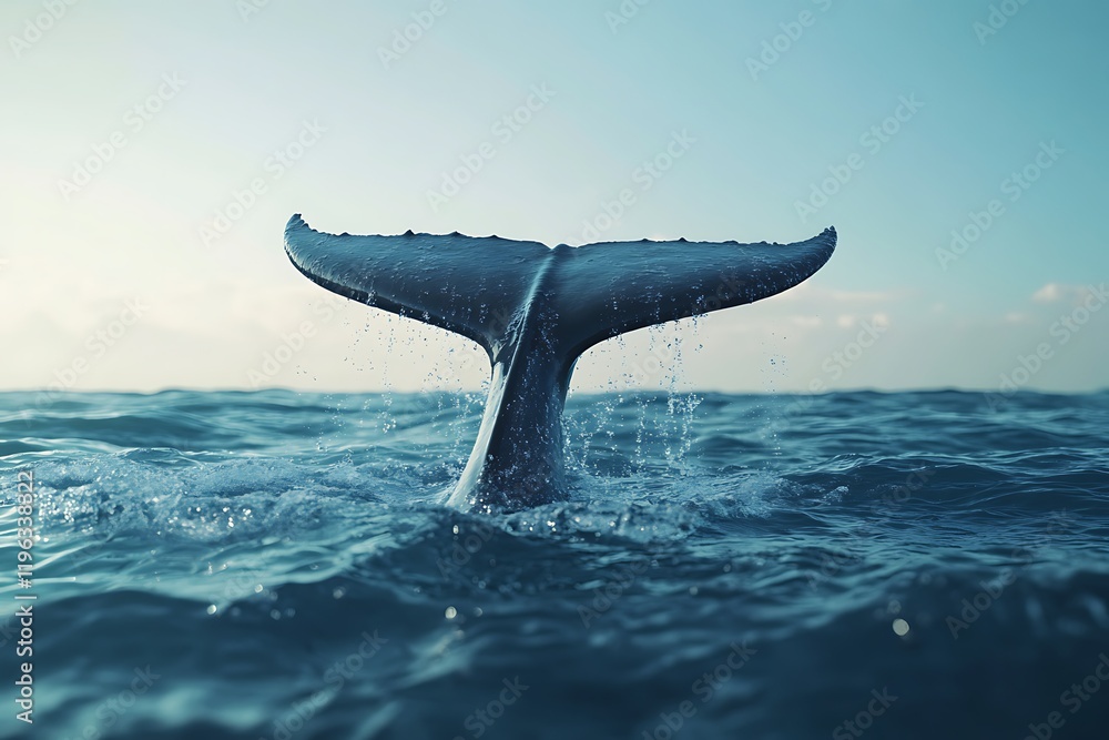 Naklejka premium Majestic Whale's Tail: A Breathtaking Ocean Encounter