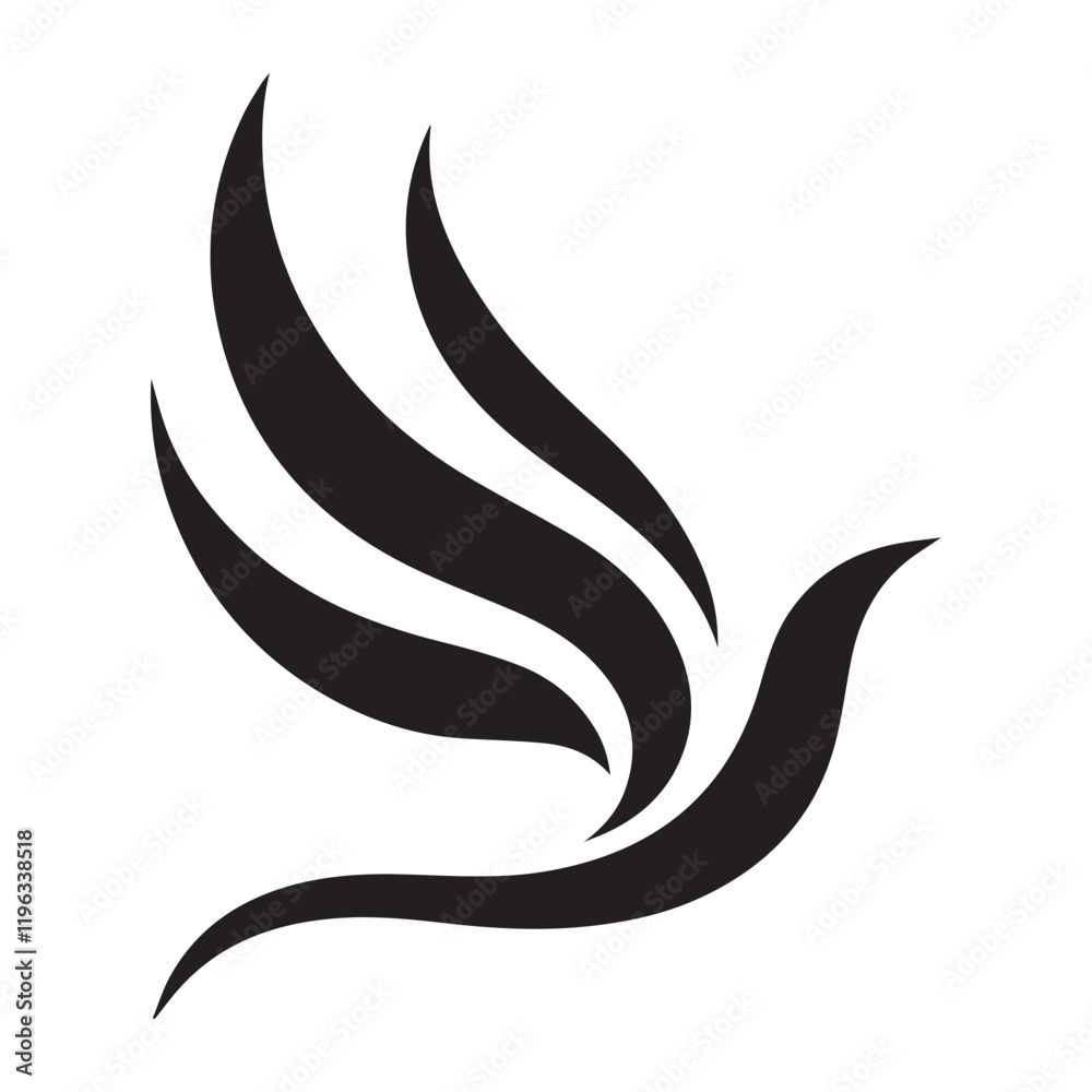 Silhouette of a bird in flight, perfect for logo design or branding. Silhouette of a bird in flight, perfect for logo design or branding.