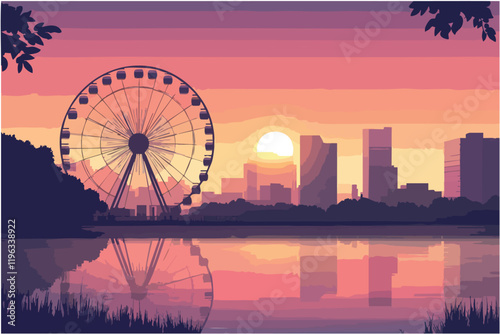 city skyline at sunset _ vector EPS 10