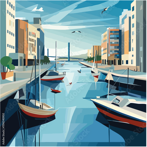 boats in the harbor _ vector EPS 10