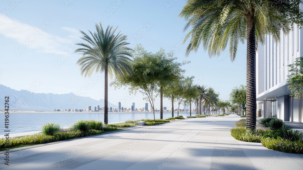Coastal Promenade with Palm Trees Coastal Promenade with Palm Trees