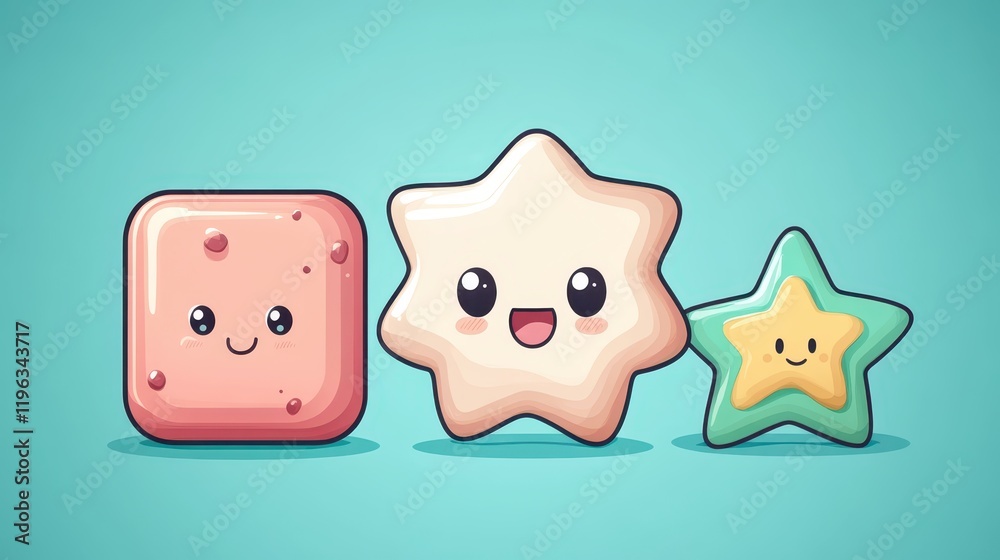 Fototapeta premium Cartoon star, bright, cosmic spectacle of shining wonder in the animated sky