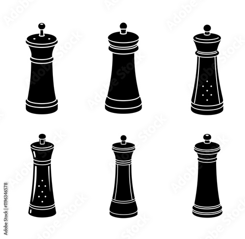 set of pepper mill silhouette vector illustration