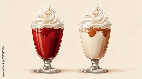 Wallpaper Mural Delicious Treat of Two Glasses of Creamy Milk and Rich Chocolate Topped with Fluffy Whipped Cream Torontodigital.ca