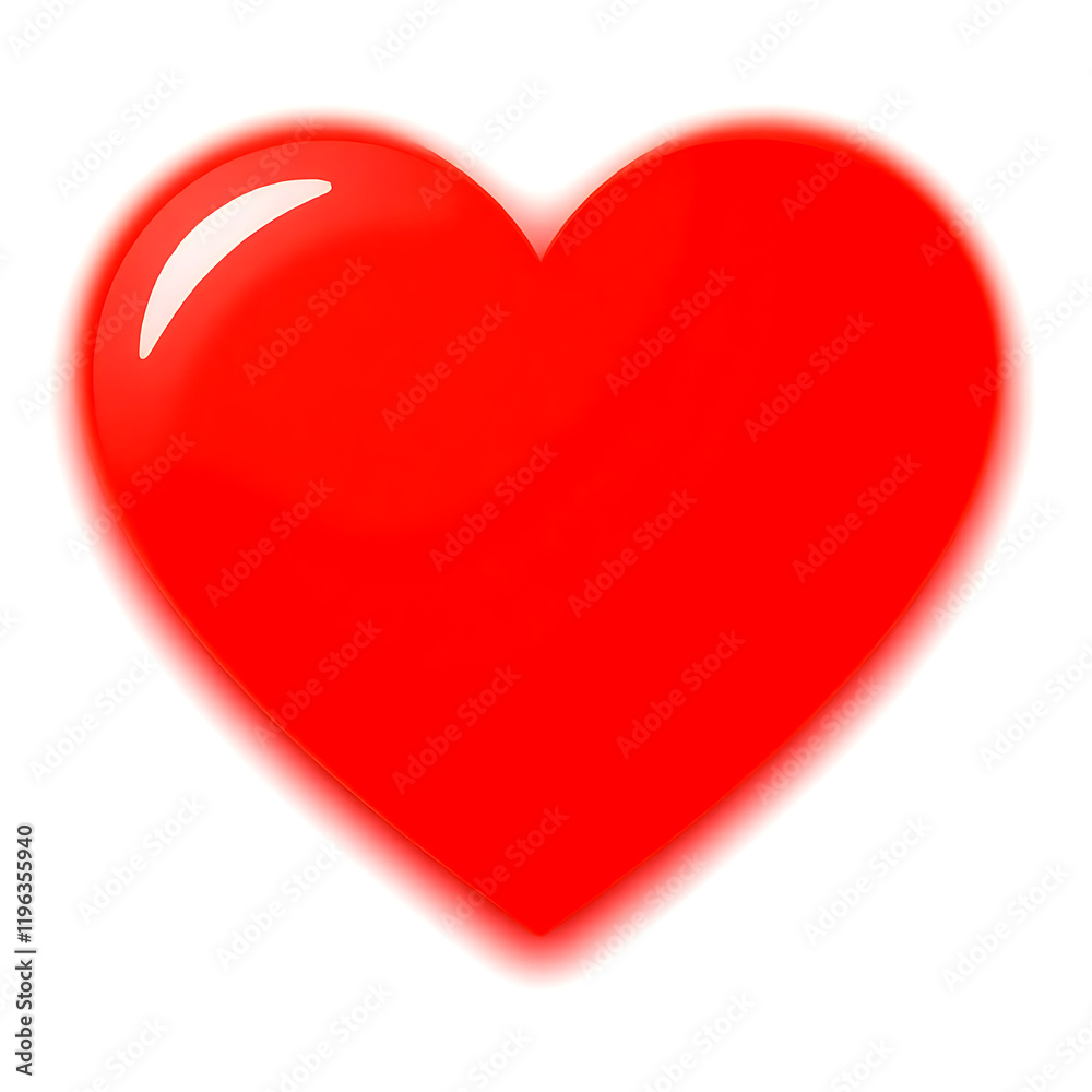 A vibrant red 3D heart with soft shading and a glowing white outline, floating on a clean white background. A vibrant red 3D heart with soft shading and a glowing white outline, floating on a clean white background.