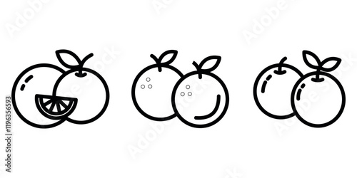 orange outline or line icon design bundle.