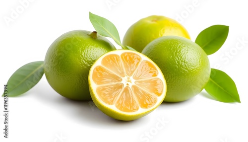 Sweet Lime or Citrus Limetta isolated with white background generated by Ai	 photo