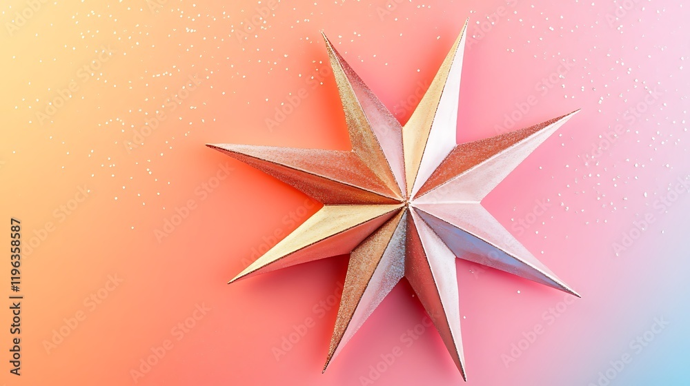 A sleek holiday starburst with a delicate glow isolated against a vibrant backdrop