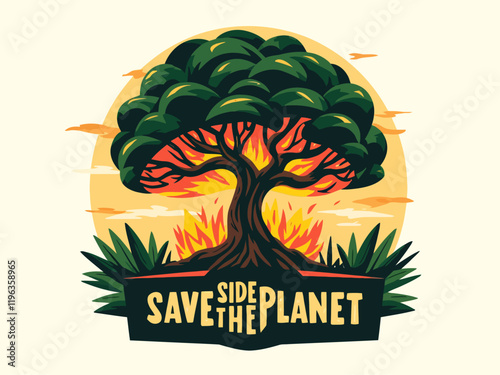 Amazon rainforest fire logo safe Brazil 