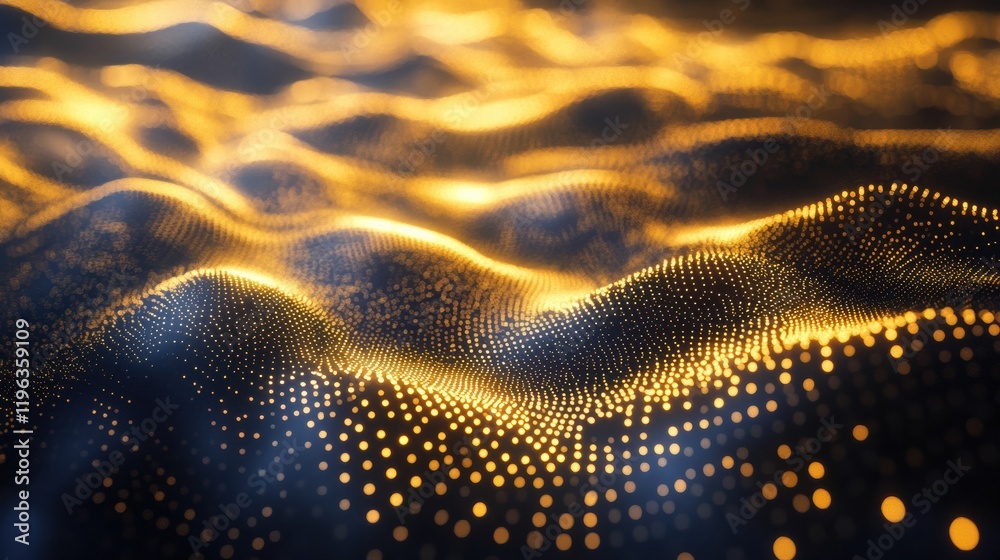 Abstract background with glowing gold particles scattered over a dark surface Abstract background with glowing gold particles scattered over a dark surface
