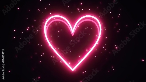 Wallpaper Mural Vibrant cinematic photo of pink neon heart shape on black background   Torontodigital.ca