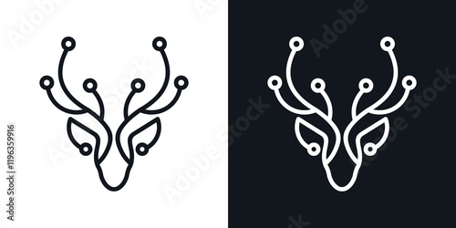 DEER TECH ANIMAL TECHNOLOGY ICON LOGO LINE ART ABSTRACT VECTOR