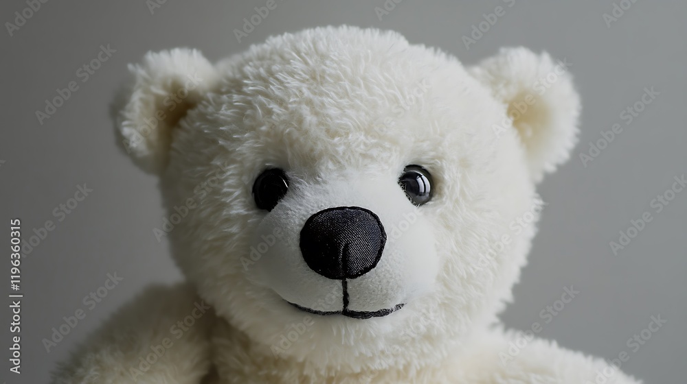 A soft toy polar bear with fuzzy fur