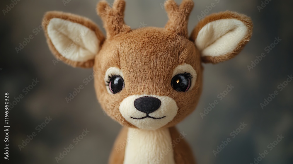 A soft plush deer with embroidered eyes