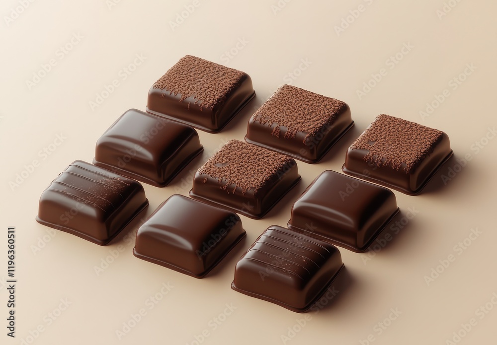Assorted Chocolate Confections Arranged Neatly on a Light Background for a Sweet Indulgence Experience Featuring Various Textures and Designs Assorted Chocolate Confections Arranged Neatly on a Light Background for a Sweet Indulgence Experience Featuring Various Textures and Designs