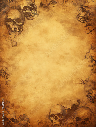 Pirate-Themed Vintage Map Background with Large Text Space in Center
