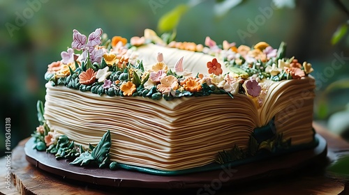 A storybook cake with pages crafted from edible sheets
