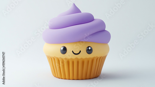 a solitary charming 3d cupcake character design