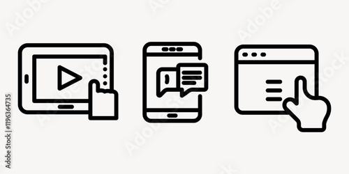 online content outline or line icon design bundle.