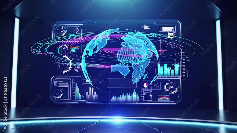 Futuristic Holographic Dashboard With Advanced UI Animation And Glowing Technology Effects Futuristic Holographic Dashboard With Advanced UI Animation And Glowing Technology Effects