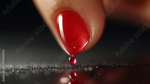 Obraz na płótnie An attractive closeup of an operator put on red toenail color show lively nail w salonie