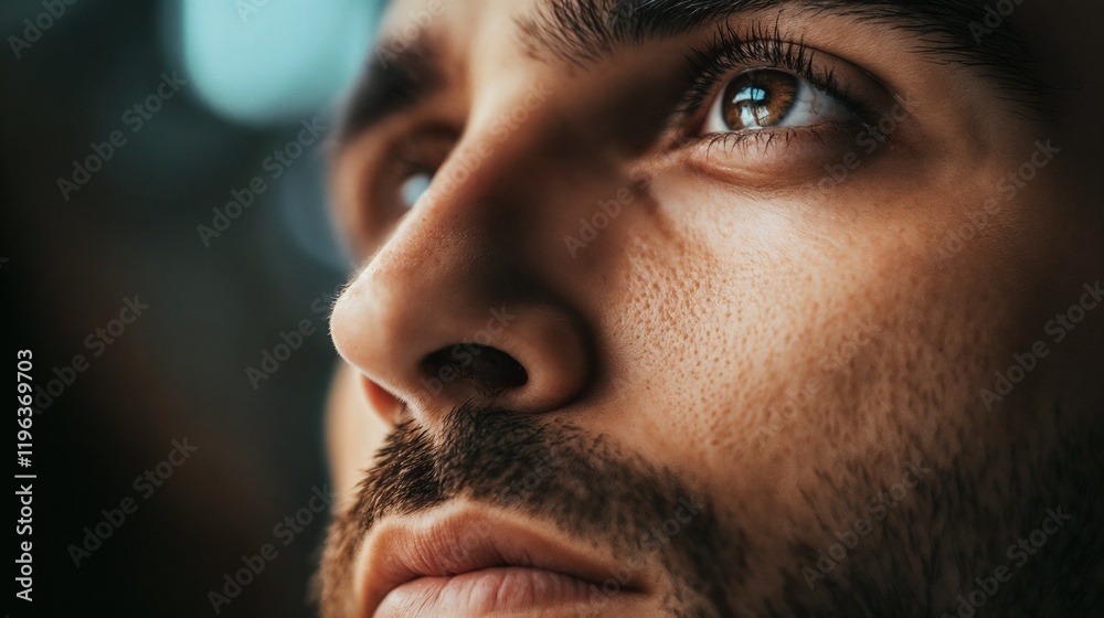 Close-up profile of man's face. Great for male beauty, portrait photography, or personal branding content. Close-up profile of man's face. Great for male beauty, portrait photography, or personal branding content.