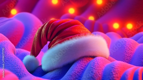 Obraz na płótnie An solo santa hat with dynamic lighting patterns on a vibrant backdrop w salonie