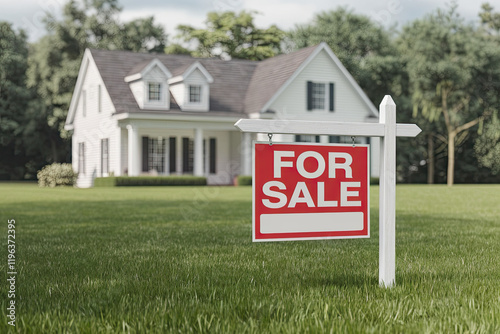 House with a “For Sale” sign, representing the housing market downturn photo