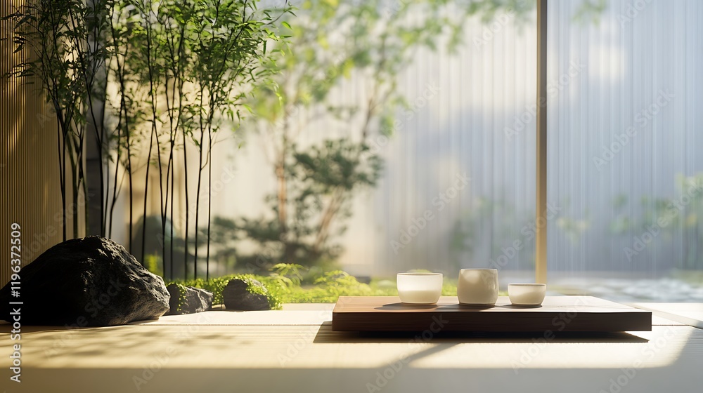 Apartment with minimalist Zen design and a calming monochromatic palette