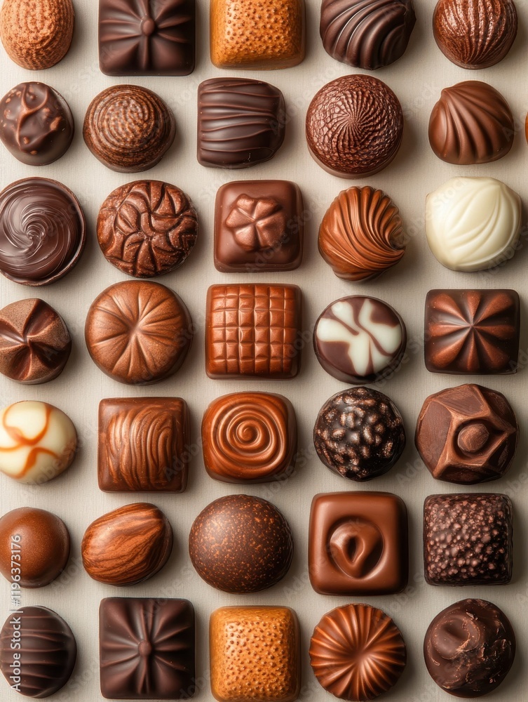 An Exquisite Collection of Artisan Chocolates Displayed in a Beautiful Array Featuring Diverse Textures and Elegant Shapes Perfect for Gourmet Treat Lovers An Exquisite Collection of Artisan Chocolates Displayed in a Beautiful Array Featuring Diverse Textures and Elegant Shapes Perfect for Gourmet Treat Lovers