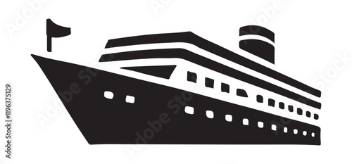 Cruise Ship Silhouette Vector Illustration