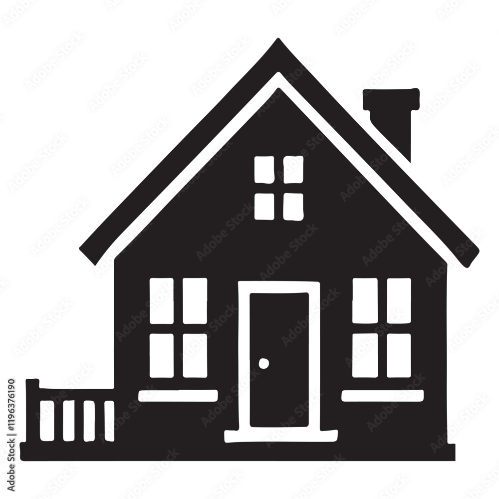 Charming Silhouette Illustration of a Small House Charming Silhouette Illustration of a Small House