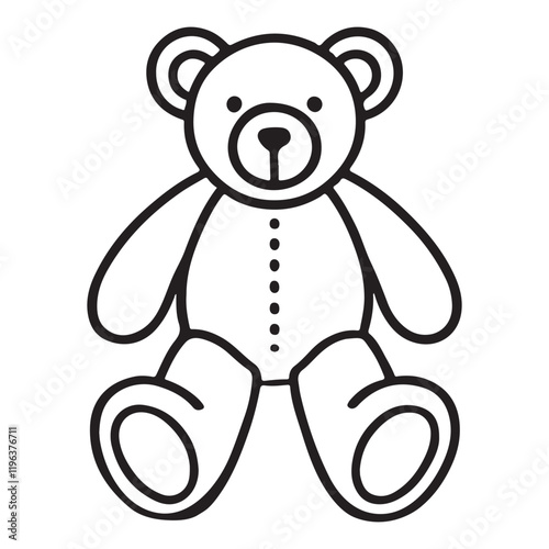 Adorable Teddy Bear Silhouette Line Art Vector Graphic