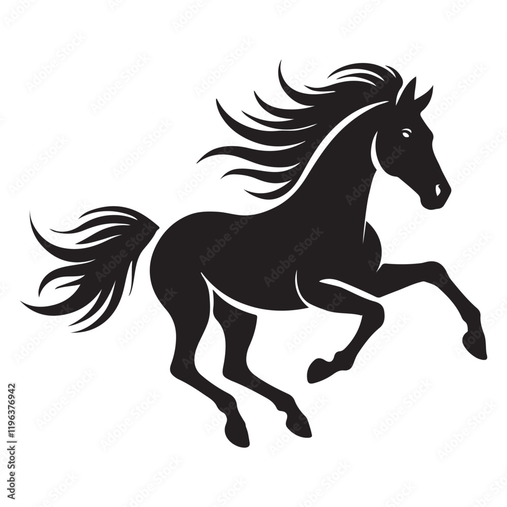 Silhouette of a Running Horse Vector Illustration Silhouette of a Running Horse Vector Illustration
