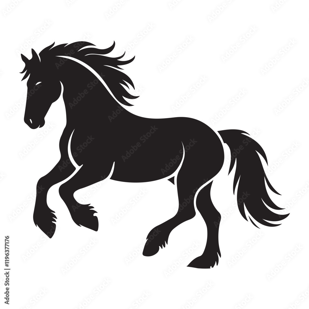 Powerful Black Silhouette of a Clydesdale Horse Powerful Black Silhouette of a Clydesdale Horse