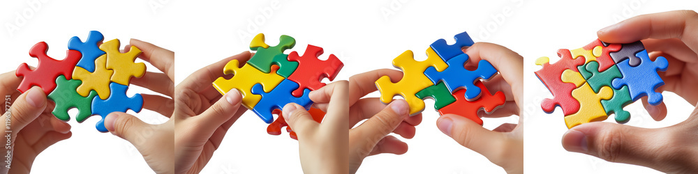 set of Hands making a puzzle of colors, a symbol of unity for autism awareness, a symbol of unity, a handmade puzzle of colors, a handmade puzzle of colors, on a transparent backgrounds set of Hands making a puzzle of colors, a symbol of unity for autism awareness, a symbol of unity, a handmade puzzle of colors, a handmade puzzle of colors, on a transparent backgrounds