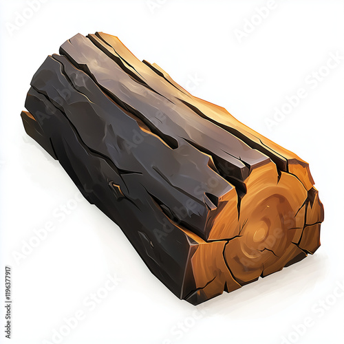 Cartoon-Style Wooden Log – Lumber and Resource Illustration