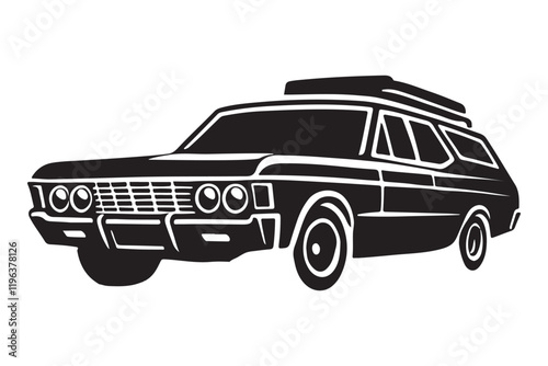 Vintage Station Wagon Silhouette Vector Art