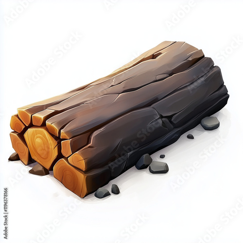Cartoon-Style Wooden Log – Lumber and Resource Illustration