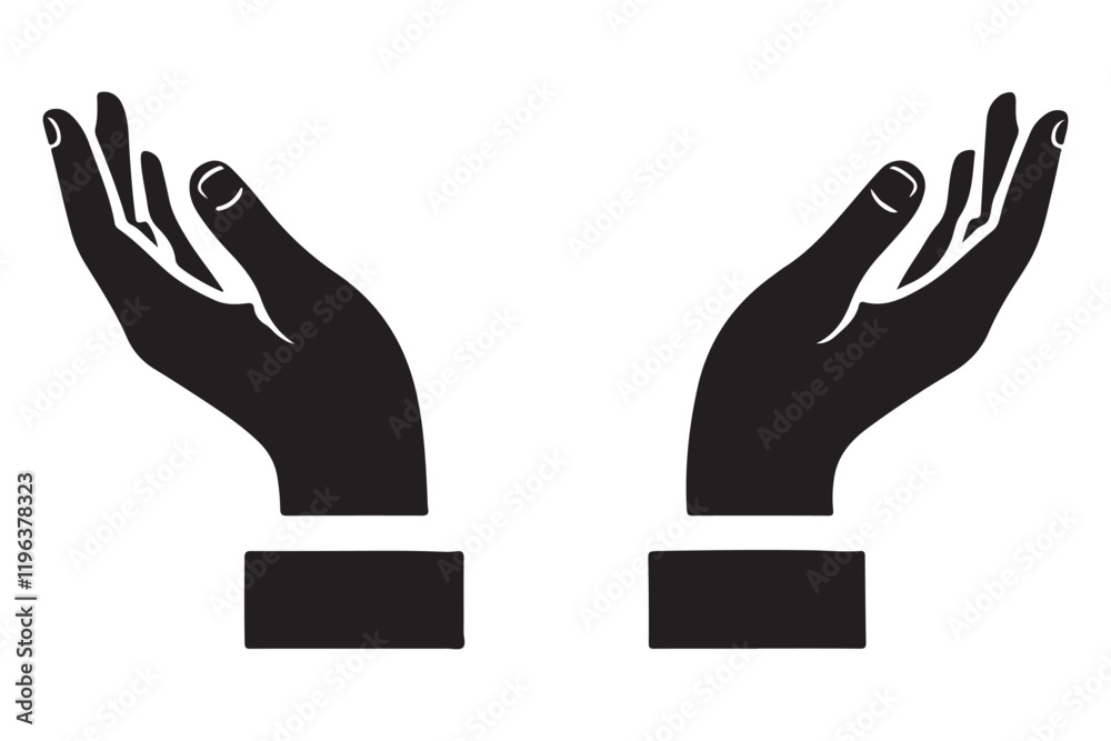 Obraz premium Open Hands Silhouette Vector Illustration