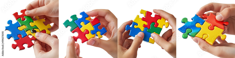 set of Hands making a puzzle of colors, a symbol of unity for autism awareness, a symbol of unity, a handmade puzzle of colors, a handmade puzzle of colors, on a transparent backgrounds set of Hands making a puzzle of colors, a symbol of unity for autism awareness, a symbol of unity, a handmade puzzle of colors, a handmade puzzle of colors, on a transparent backgrounds