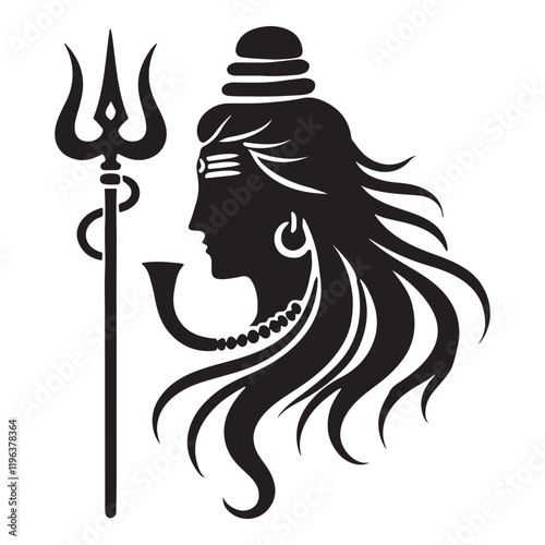 Spiritual Silhouette Illustration of Lord Shiva