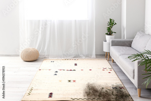 Interior of modern room with soft carpet photo