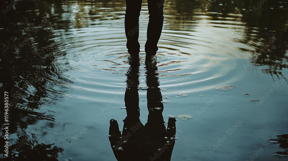 A person's reflection in water A person's reflection in water