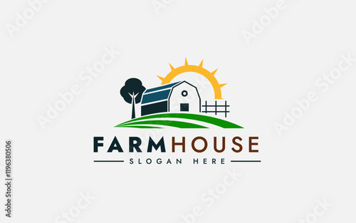 Farming Logo Vector, Rural Farming House, Village Farming photo