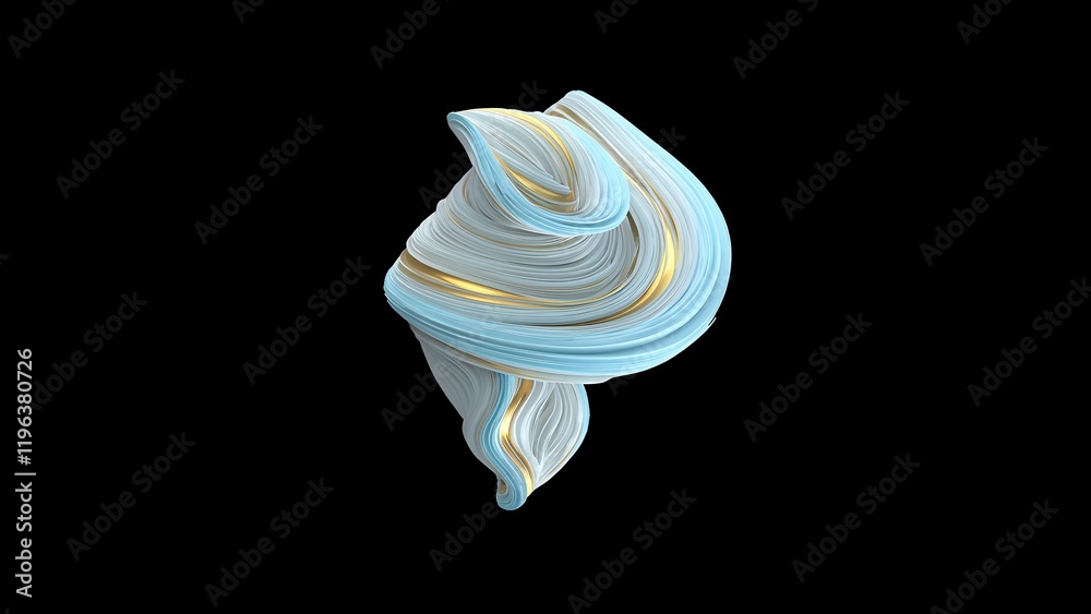 Futuristic Abstract 3D Glowing Ribbons in Icy White, Pale Gold, and Frosty Blue on Black Futuristic Abstract 3D Glowing Ribbons in Icy White, Pale Gold, and Frosty Blue on Black